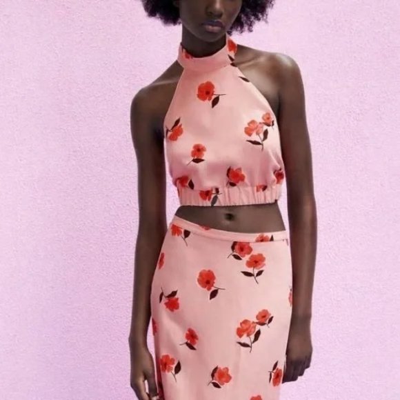 Pink Linen Floral 2-piece Set XS - Picture 3 of 12